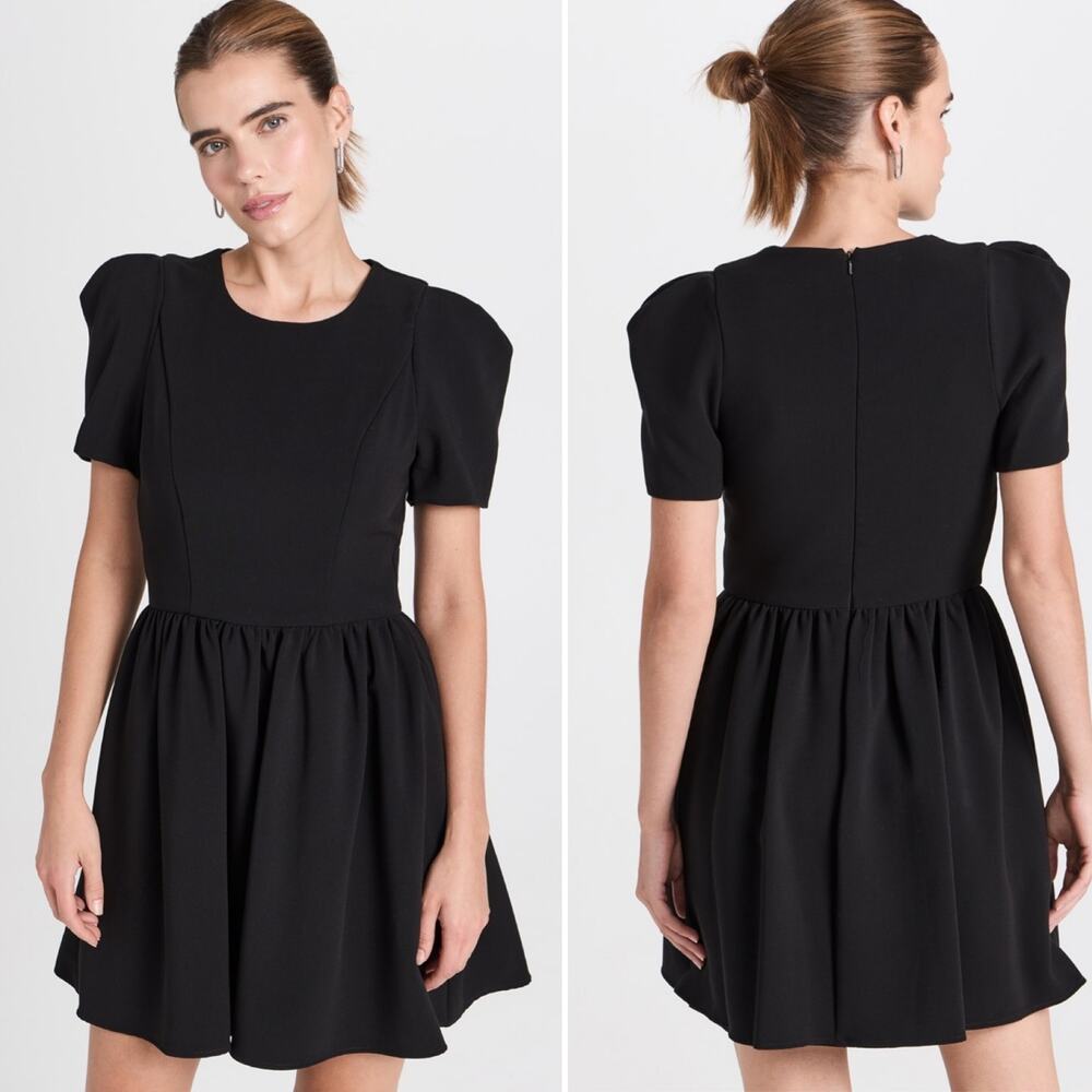 NWT Black Halo Black Crepe Chadwick Mini Dress Short Sleeve Round Neck Size 6